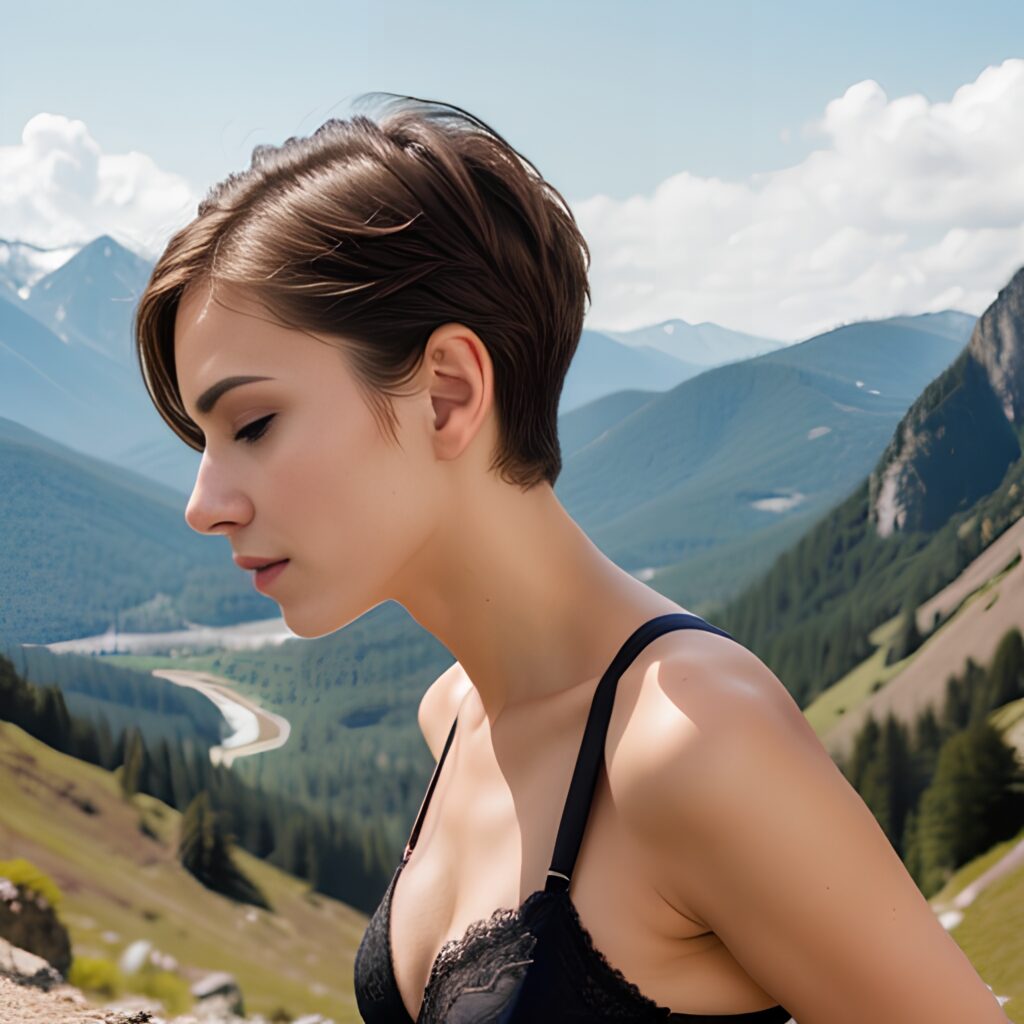 pixie haircut mountains push up bra side 