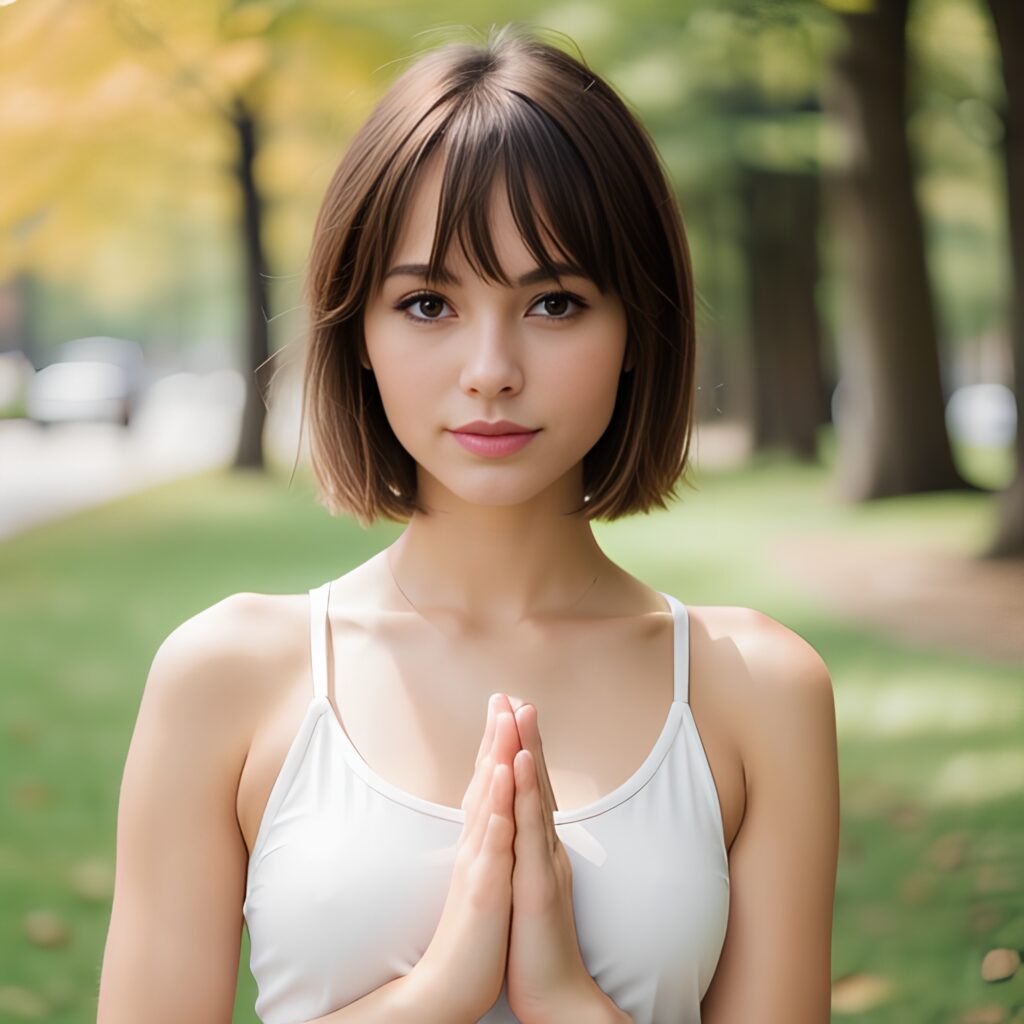 pixie haircut yoga pants 