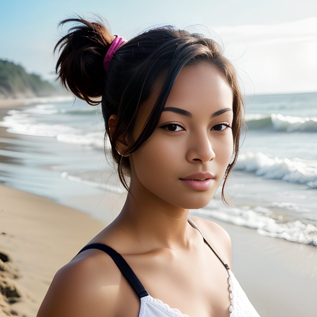 ponytail haircut bra beach 