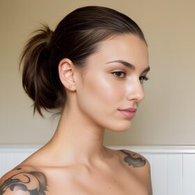 ponytail haircut tattoo