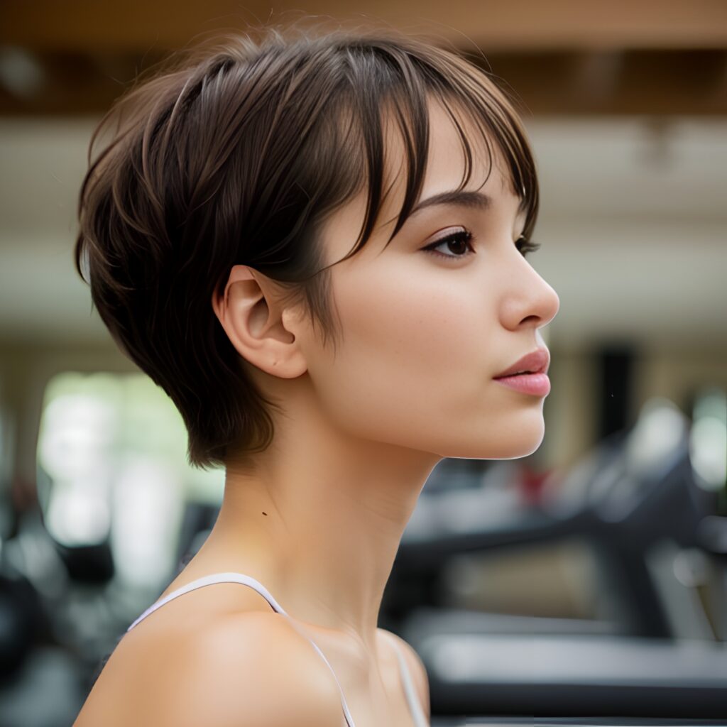 side pixie haircut gym 