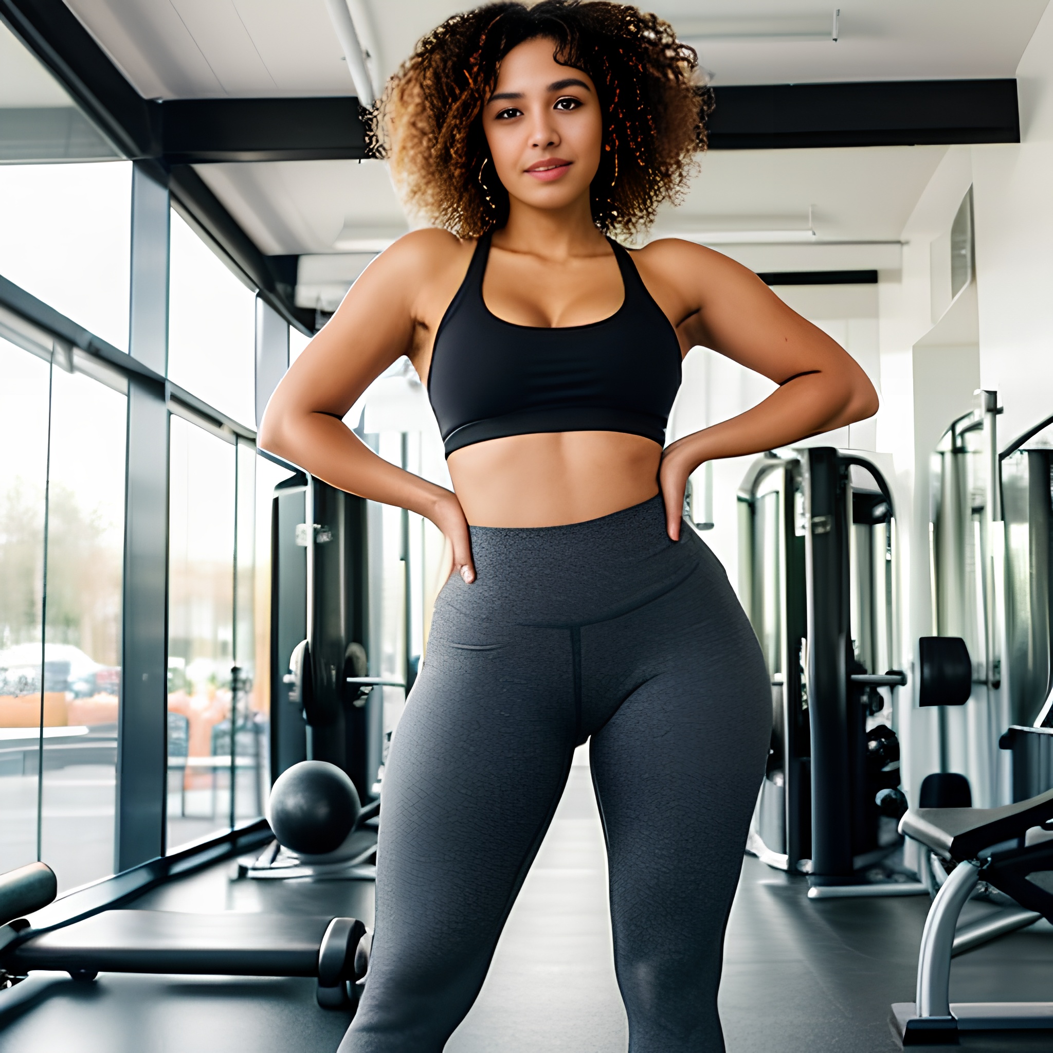 yoga pants curly hair gym 