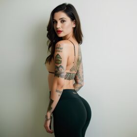 yoga pants lipstick tattoo cum on body