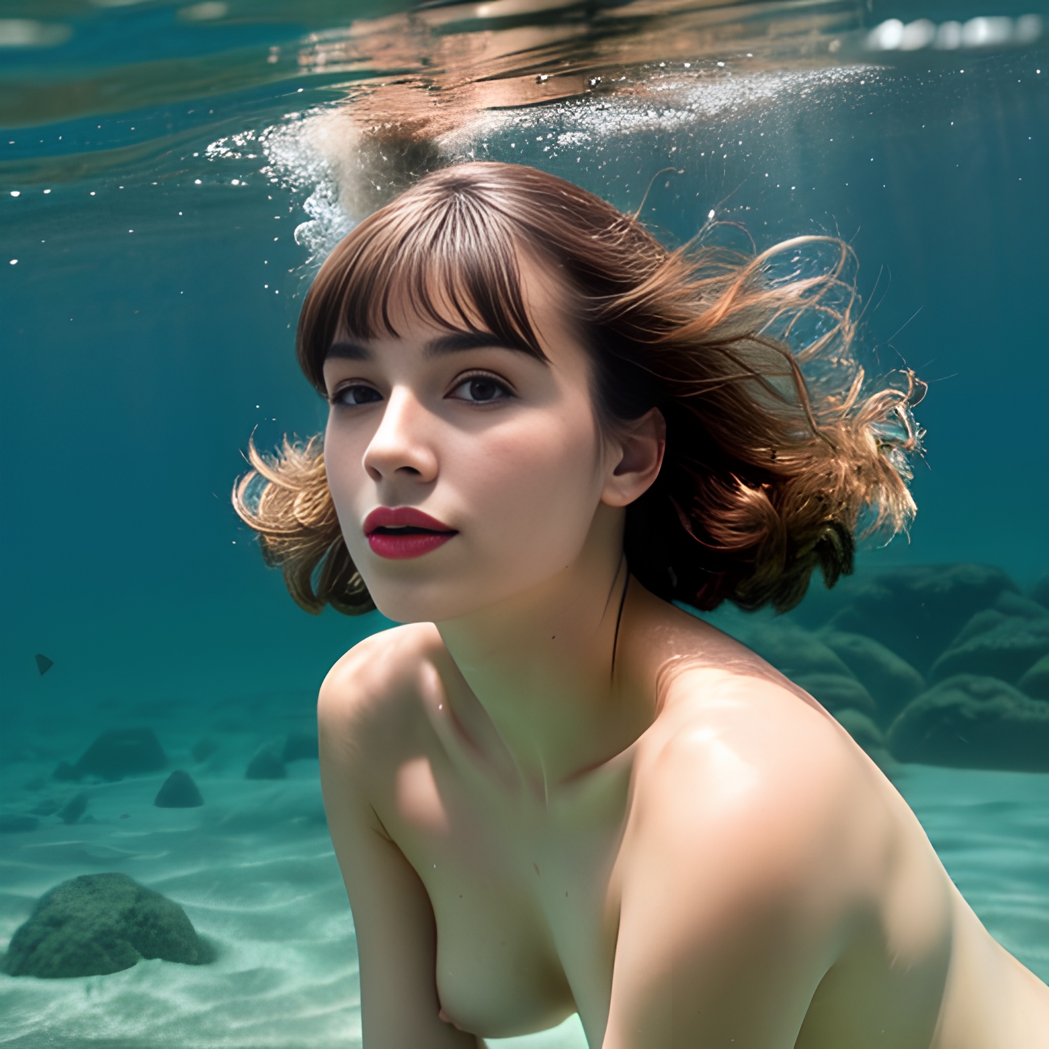 bangs hair arabic underwater lipstick 