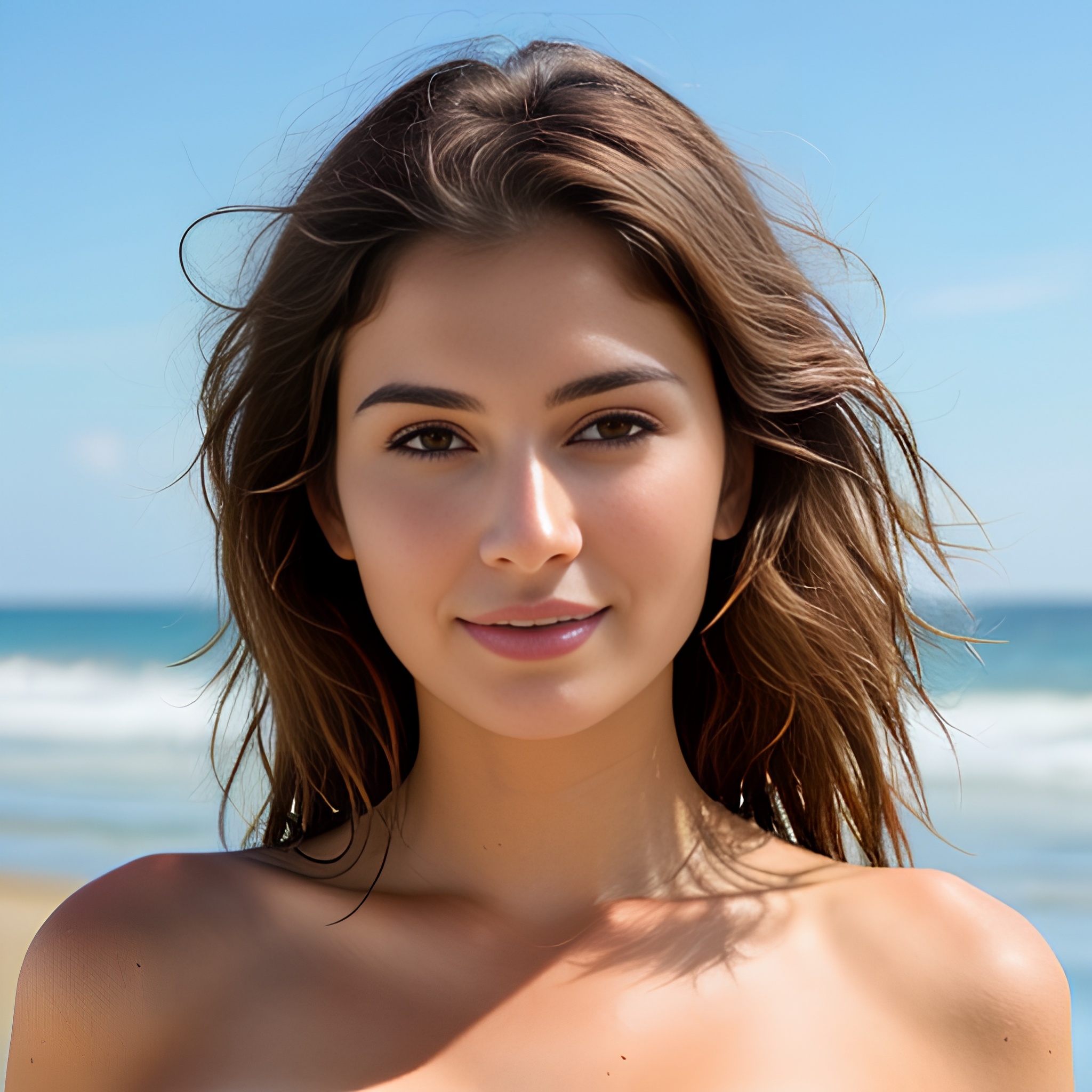 beautiful messy hair beach close 