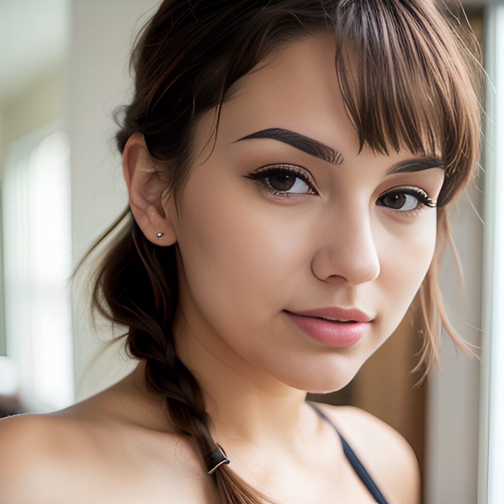 close partially nude bangs hair 