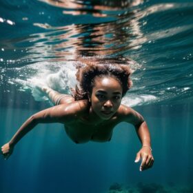 darker skin underwater topless