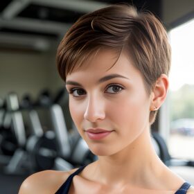 pixie haircut close gym