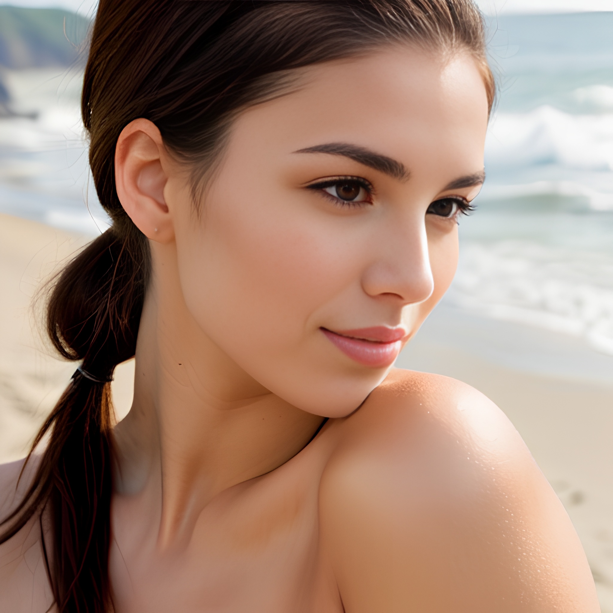 ponytail haircut close beach 