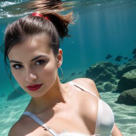 ponytail haircut lipstick underwater bra