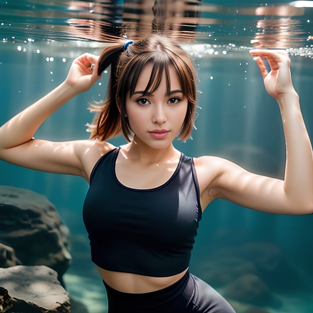 ponytail haircut yoga pants underwater 