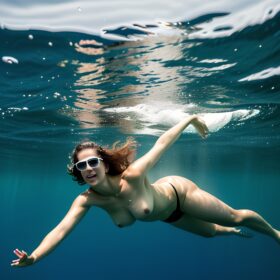 topless cum on face underwater