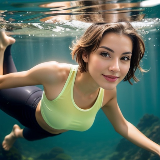 underwater arabic pixie haircut yoga pants 