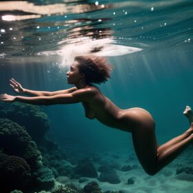 underwater darker skin side indian