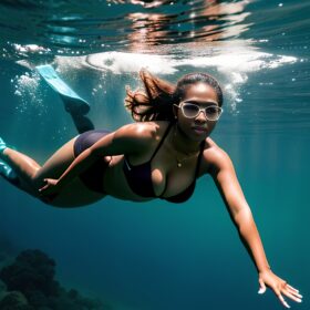 underwater middle eastern cleavage darker skin