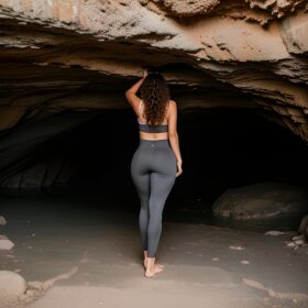 yoga pants cave long hair curly hair