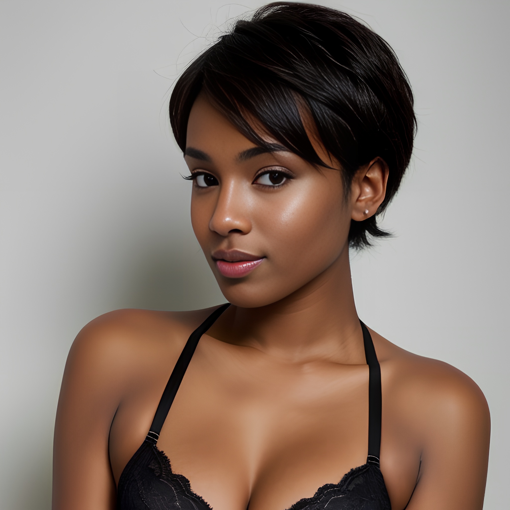 bra pixie haircut darker skin 