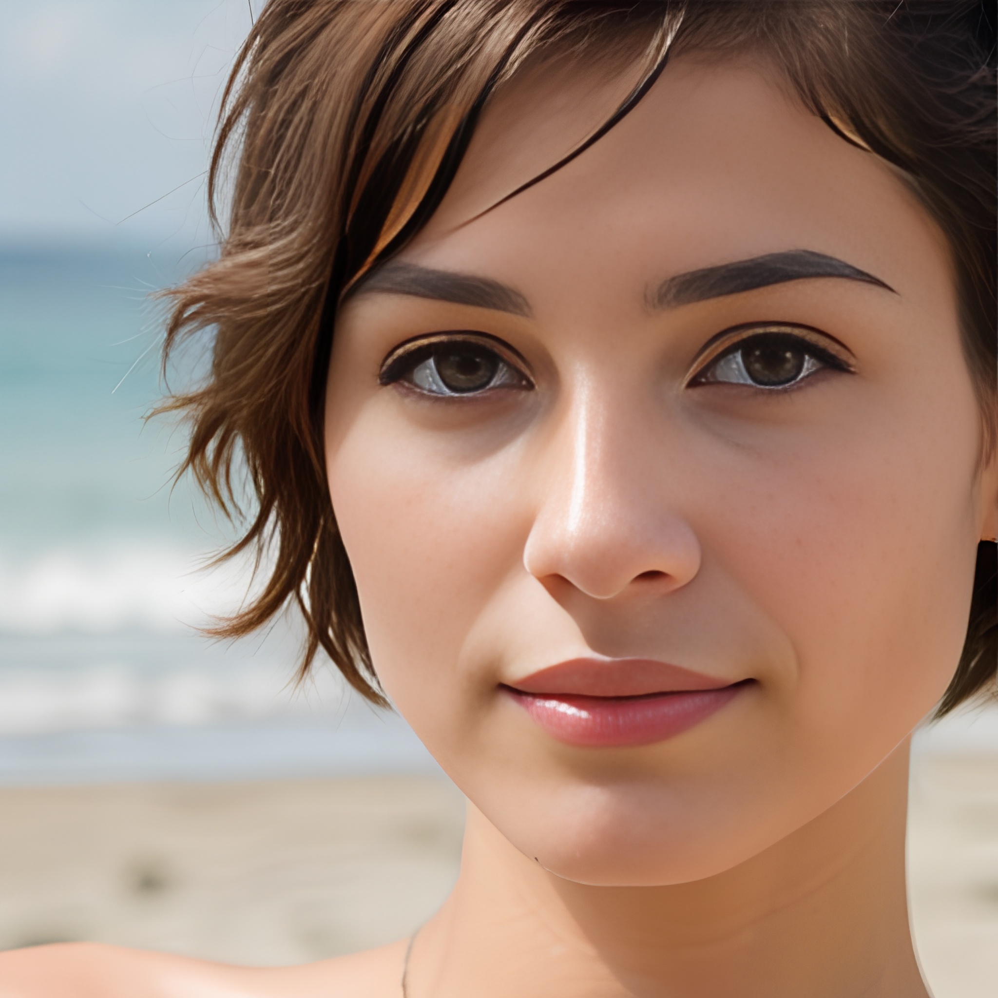 pixie haircut close beach 