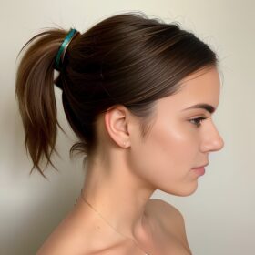 ponytail haircut cum on face