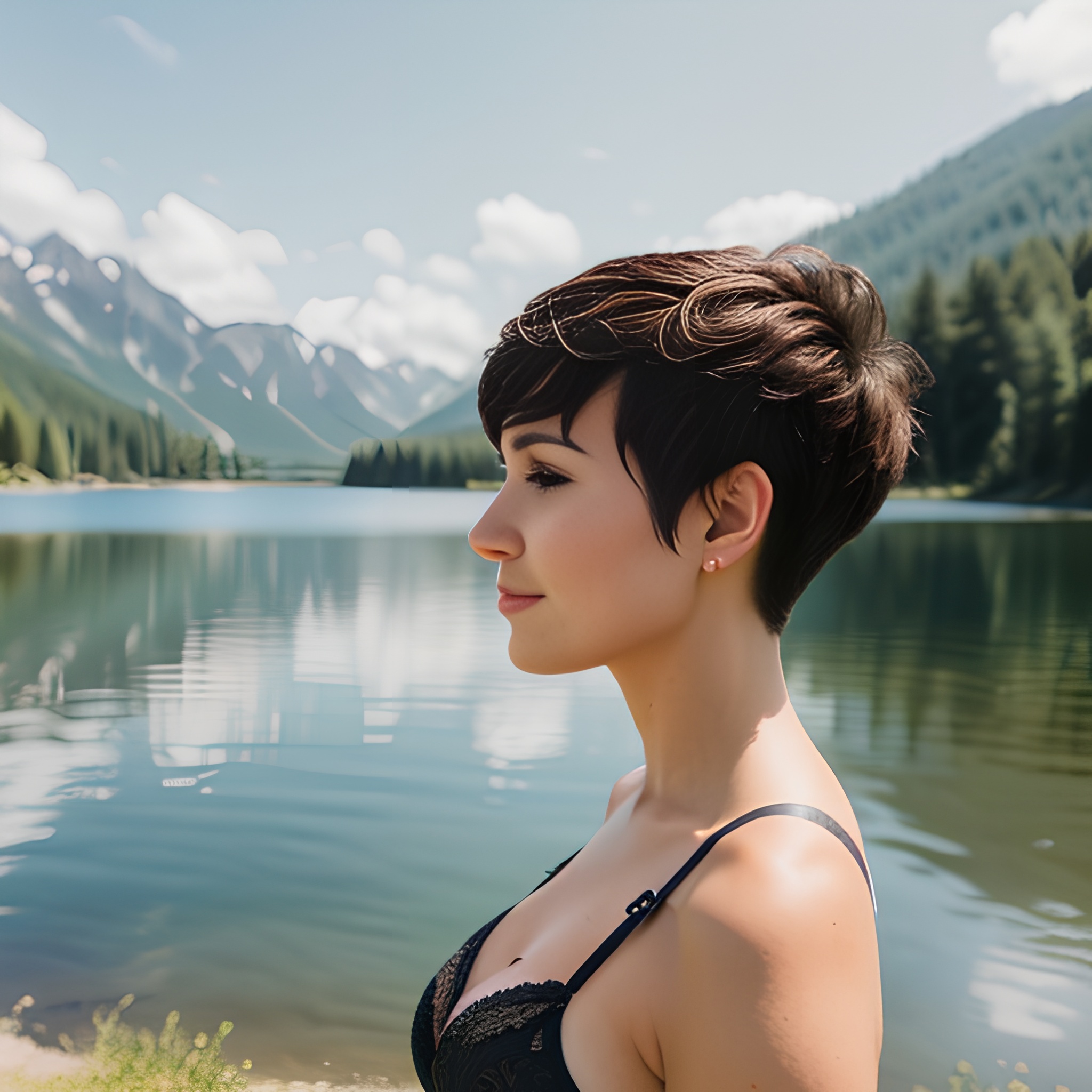 side bra pixie haircut lake 