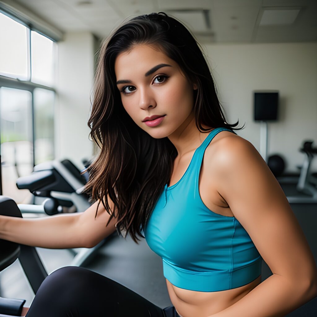 side gym yoga pants messy hair 