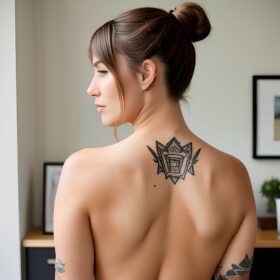 tattoo arabic cum on face ponytail haircut