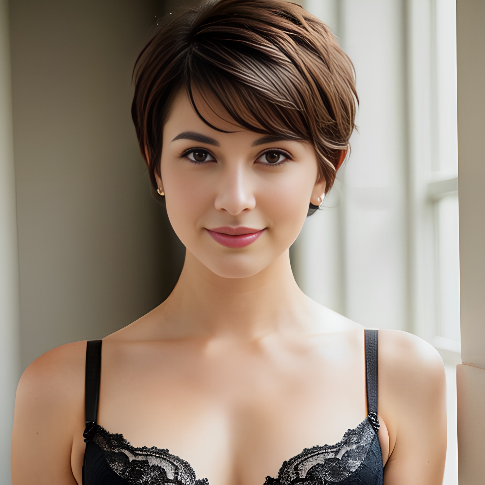 bra blowjob pixie haircut