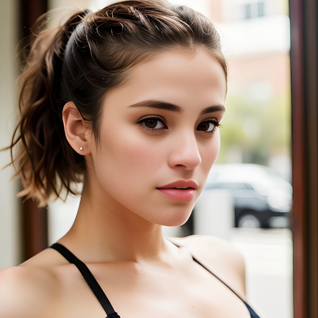 close messy hair push up bra