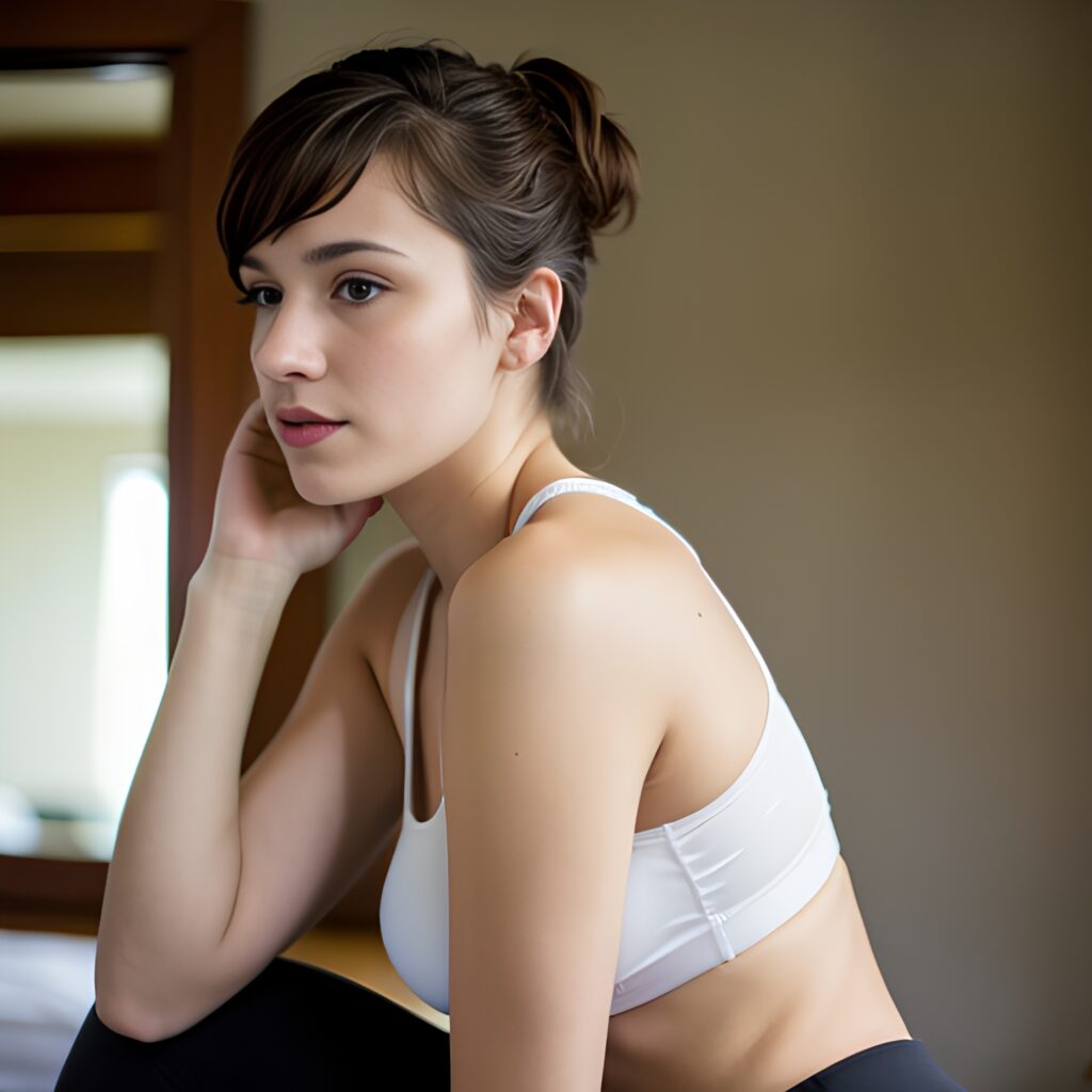 messy hair yoga pants