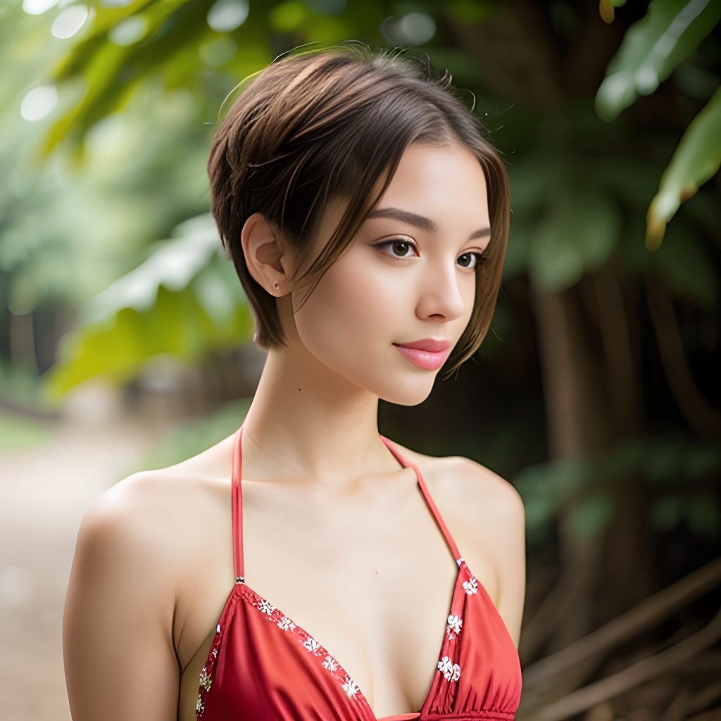 pixie haircut bikini