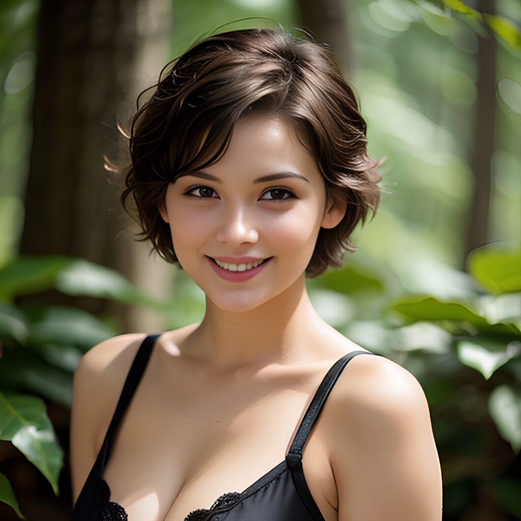 pixie haircut cleavage cum on face