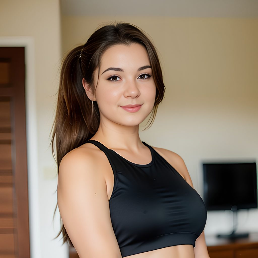 ponytail haircut yoga pants 