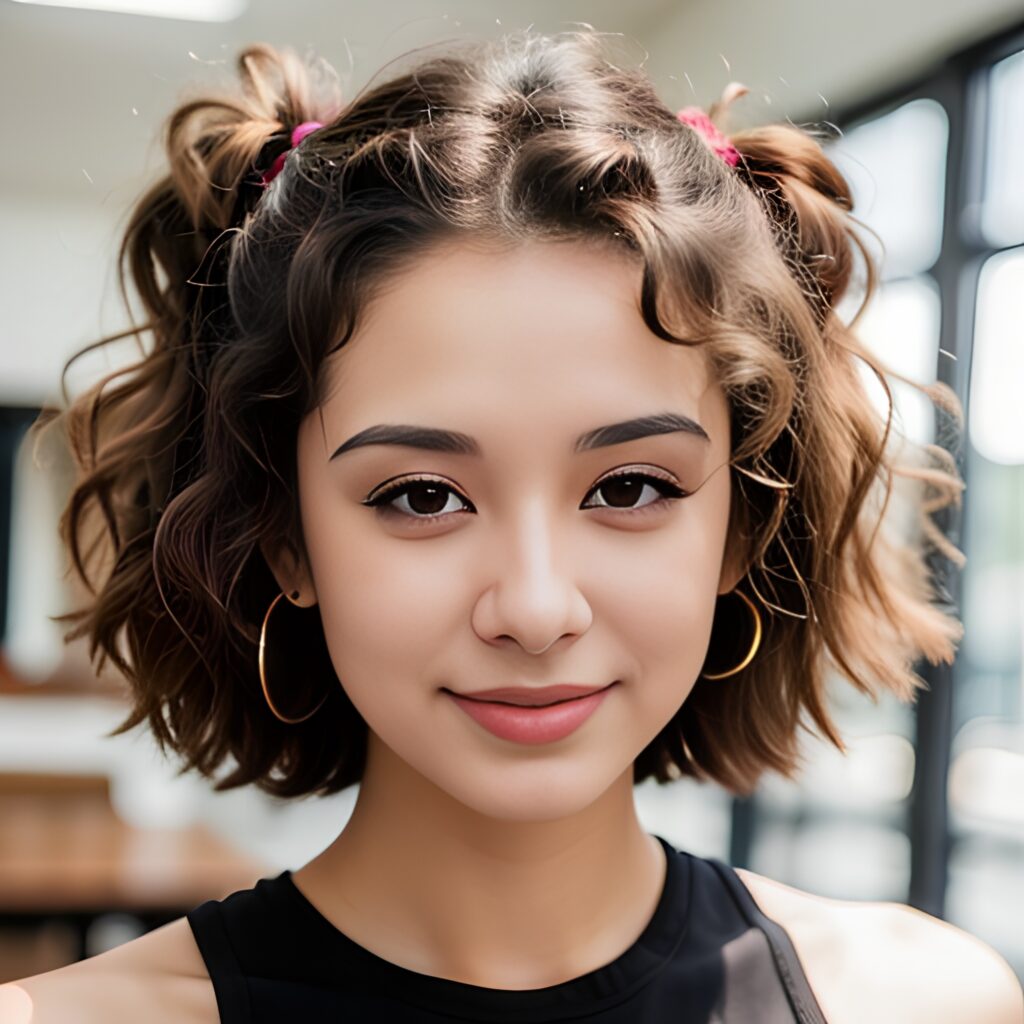 yoga pants bangs hair