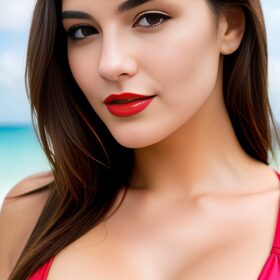 bikini close lipstick cum on face