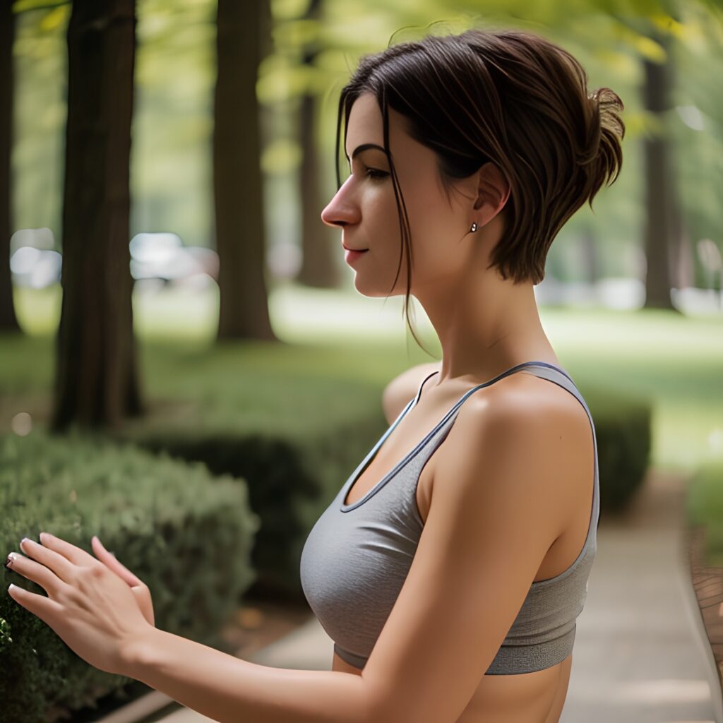 pixie haircut yoga pants