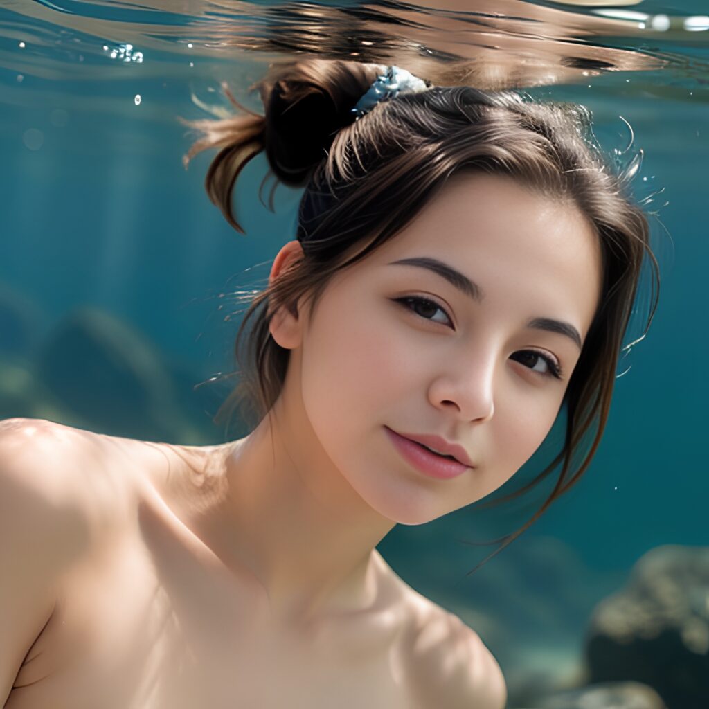 ponytail haircut underwater close