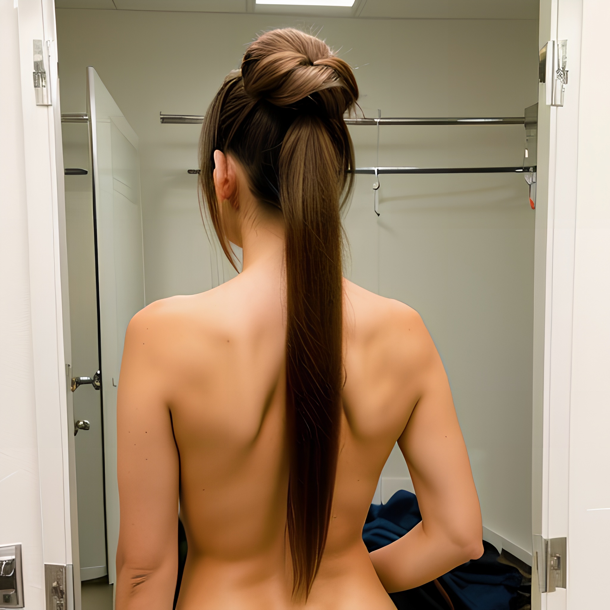 long hair indonesian changing room ponytail haircut