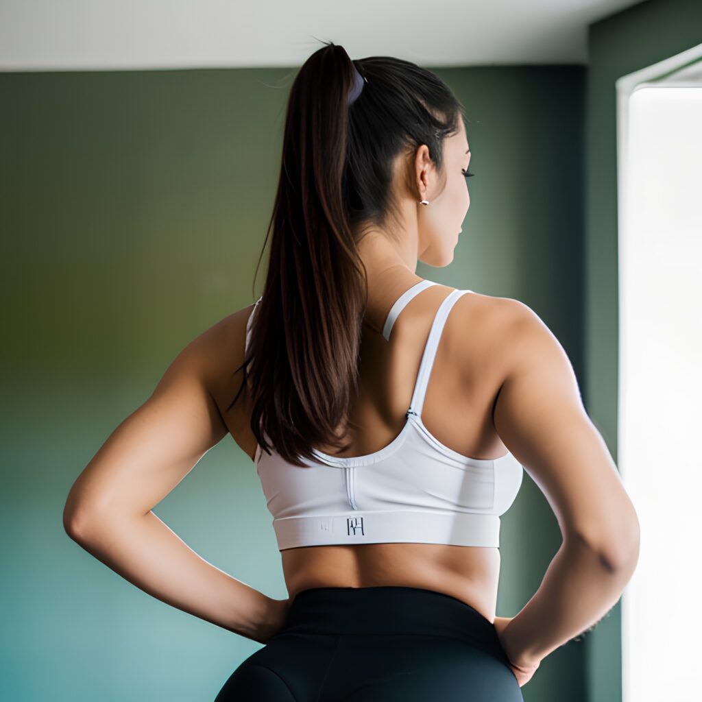 yoga pants ponytail haircut
