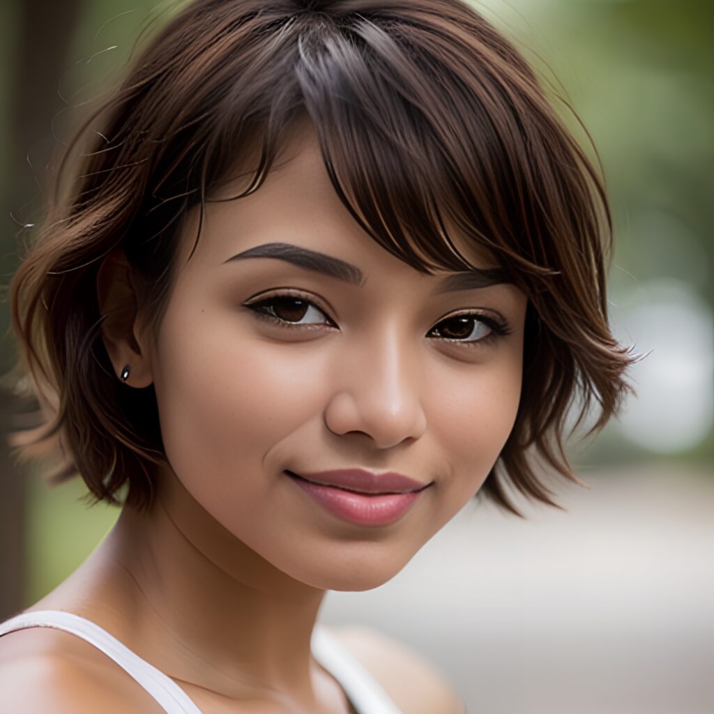 close pixie haircut yoga pants