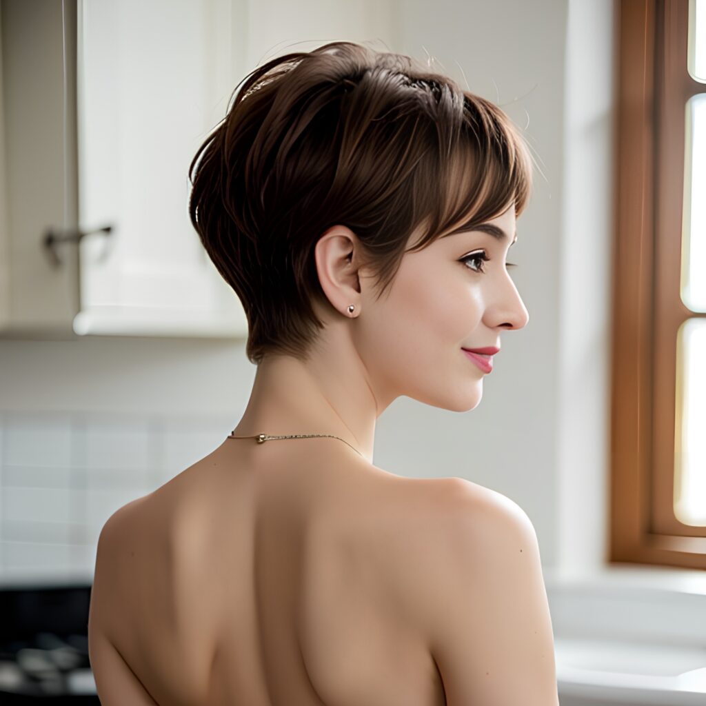 pixie haircut kitchen back 