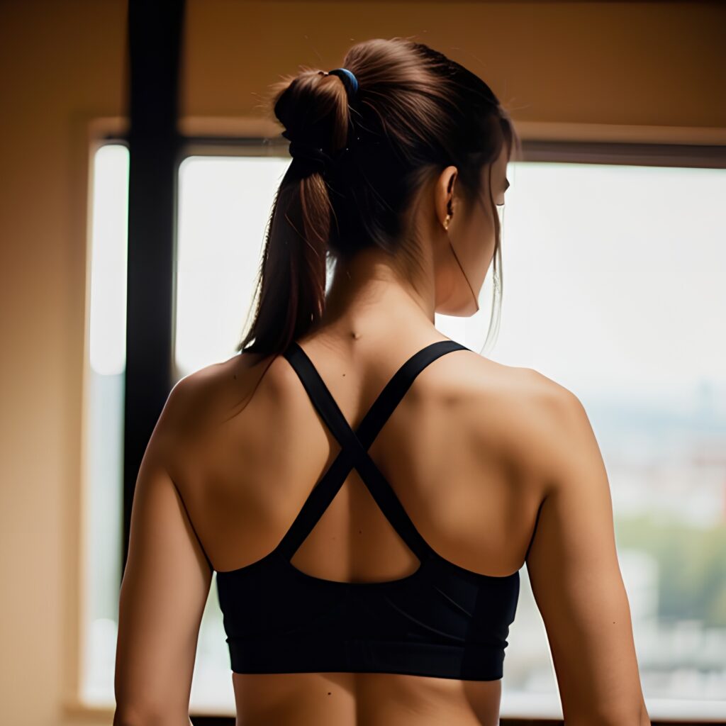 ponytail haircut yoga pants 