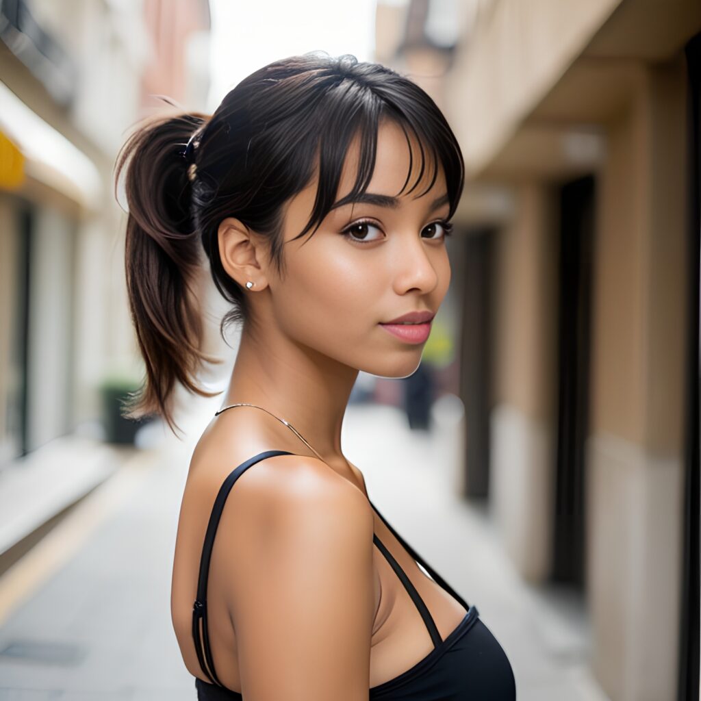 side cleavage ponytail haircut street 