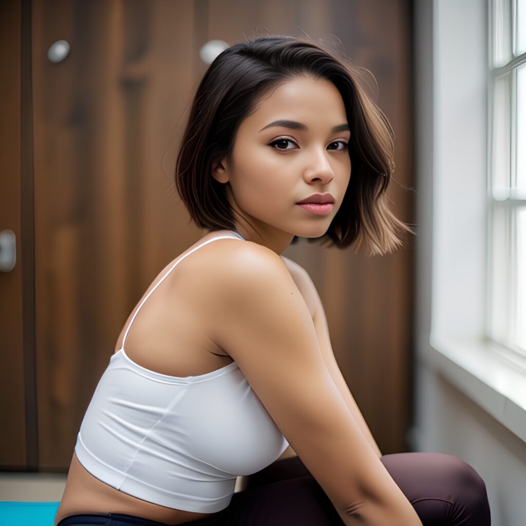 yoga pants pixie haircut