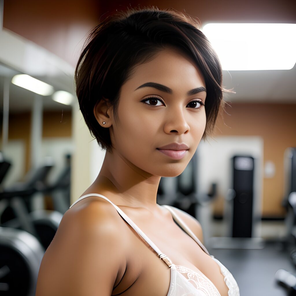 side gym lingerie pixie haircut