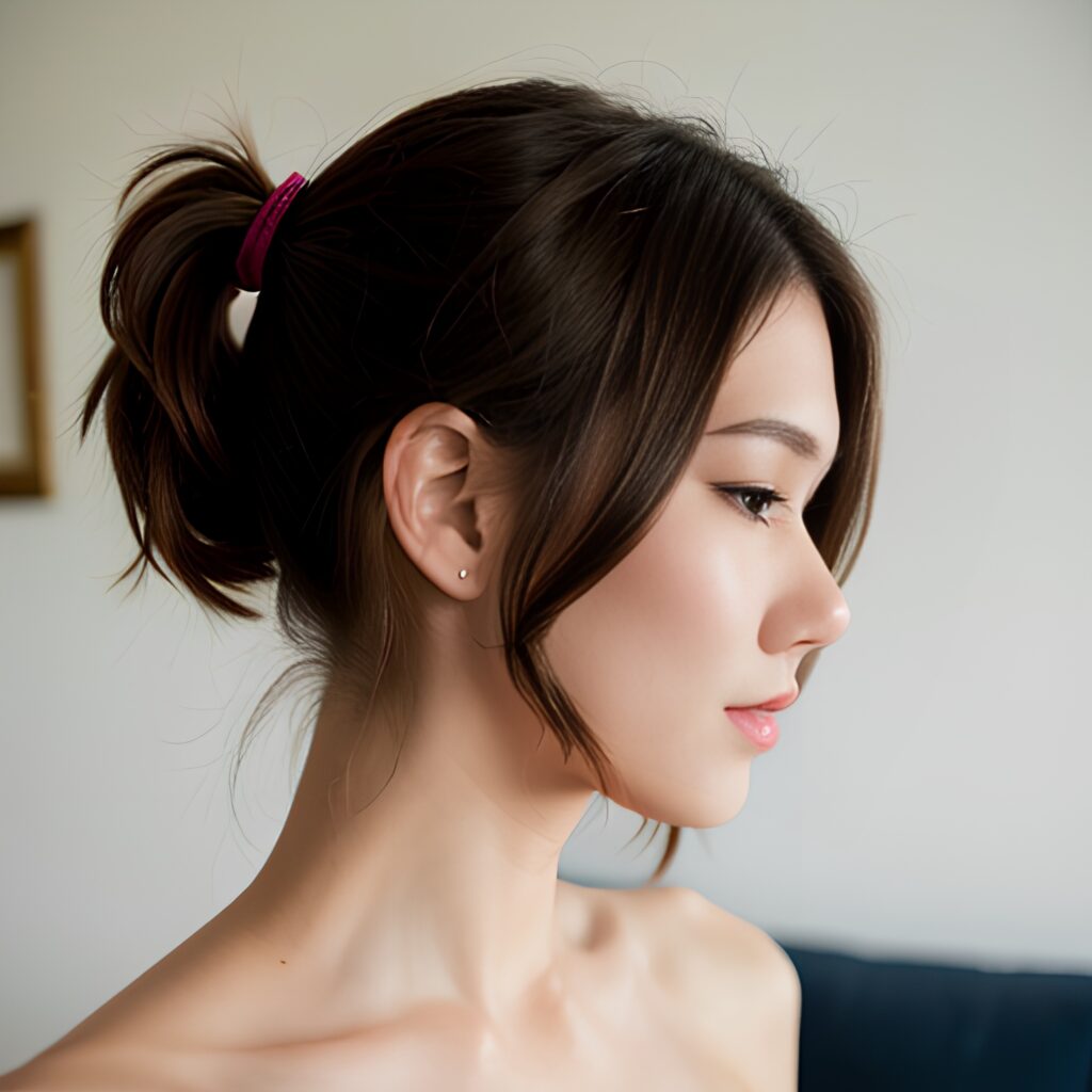 ponytail haircut cum on face 