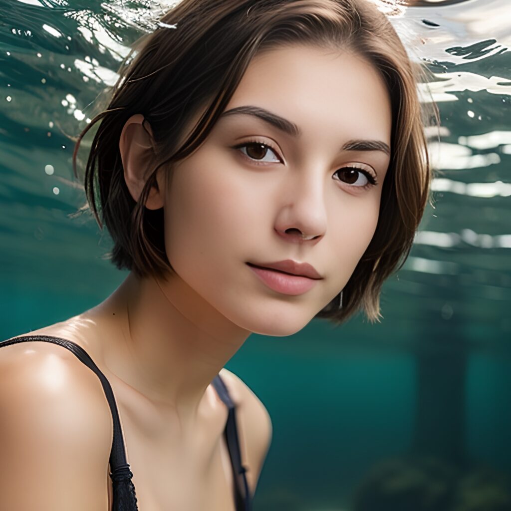 push up bra close pixie haircut underwater