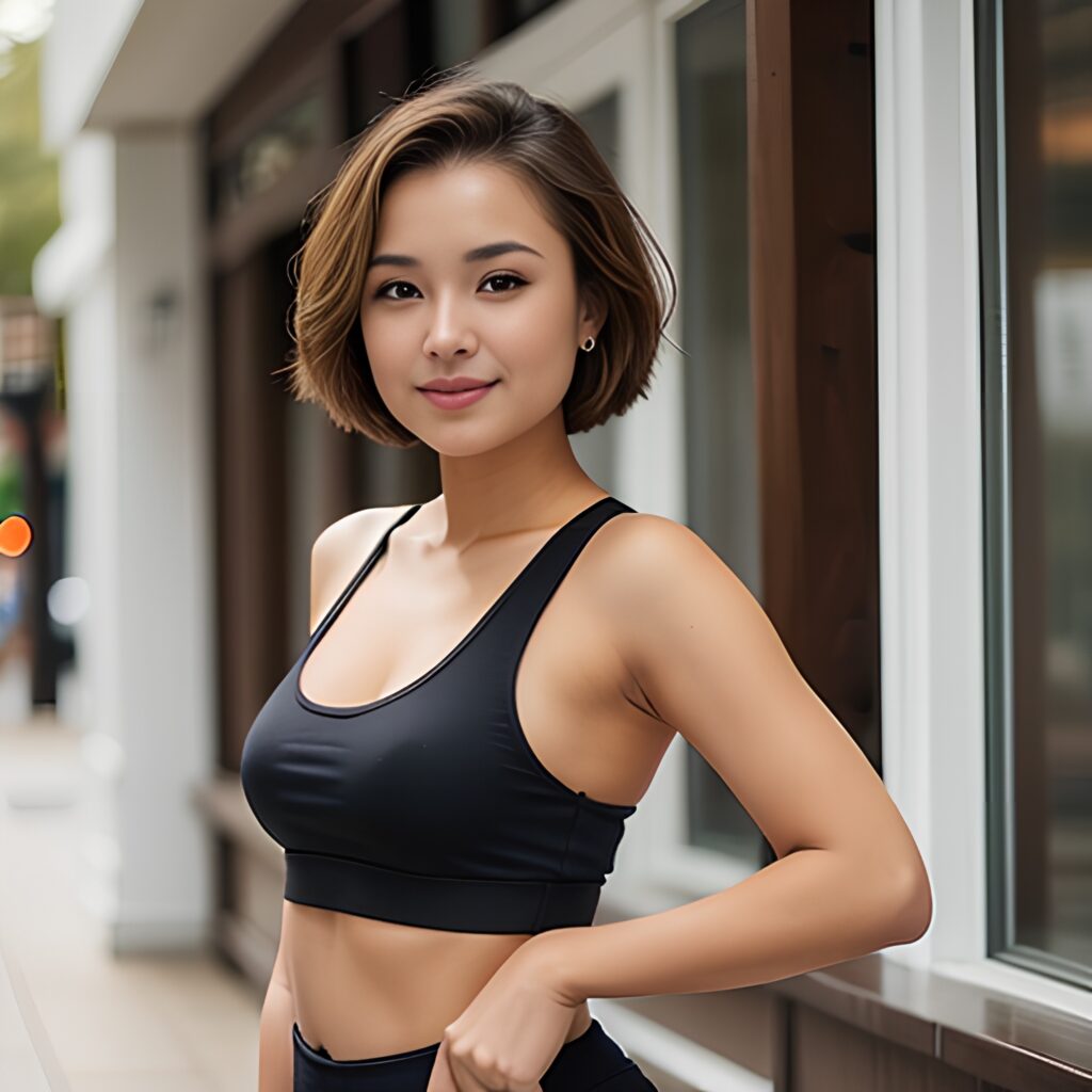 yoga pants pixie haircut