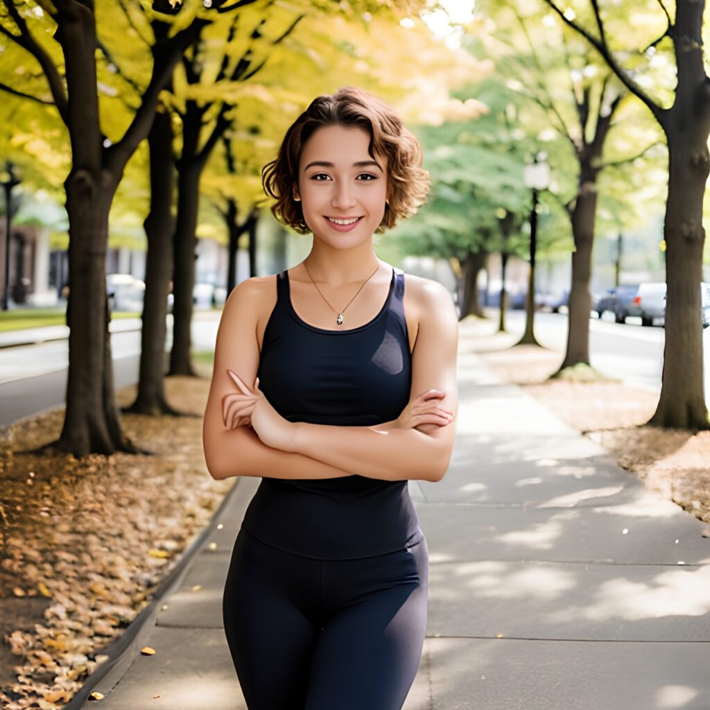 yoga pants pixie haircut