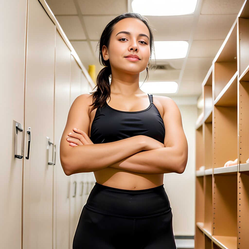 yoga pants ponytail haircut locker room