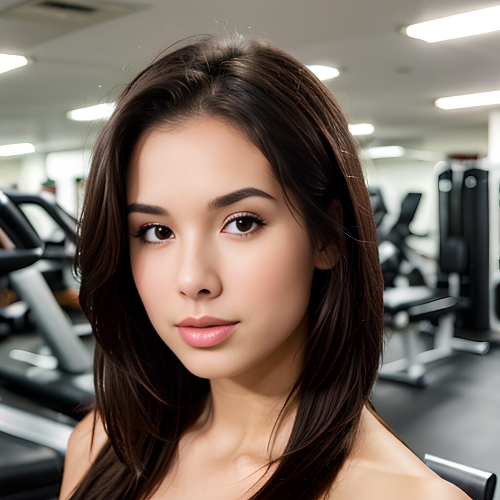 bangs hair gym cum on body